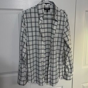 Express Black and White Plaid Casual Button Down Shirt